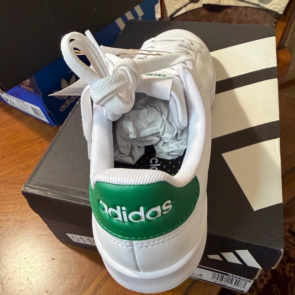 NIB adidas Advantage 2.0 Cloud White/Collegiate Green Men's Size 7.5 - Picture 10 of 10
